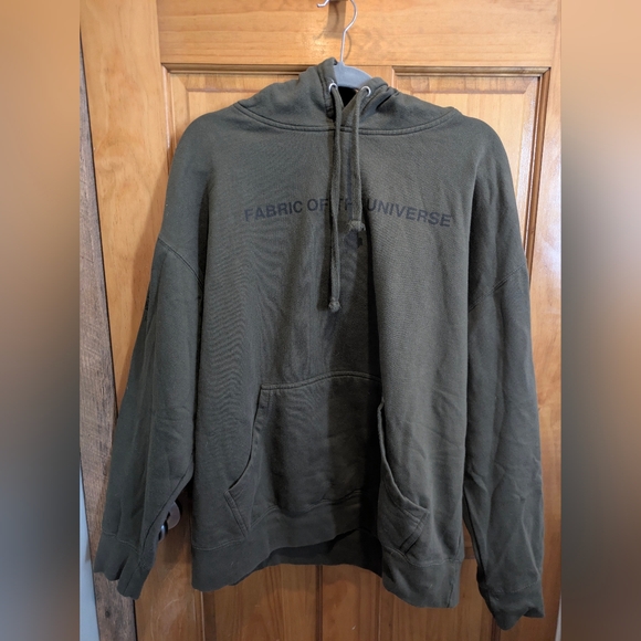 Men's Army Green Fabric of the Universe Hoodie Large - Picture 1 of 16